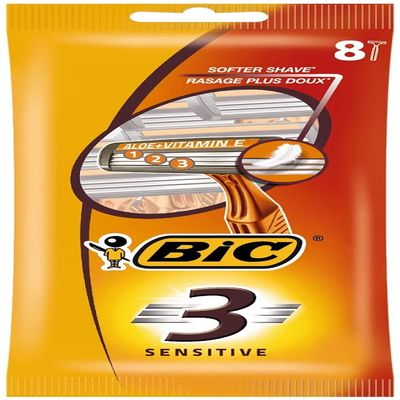 BiC 3 Sensitive Triple Blade Disposable Razor - 8 Pack