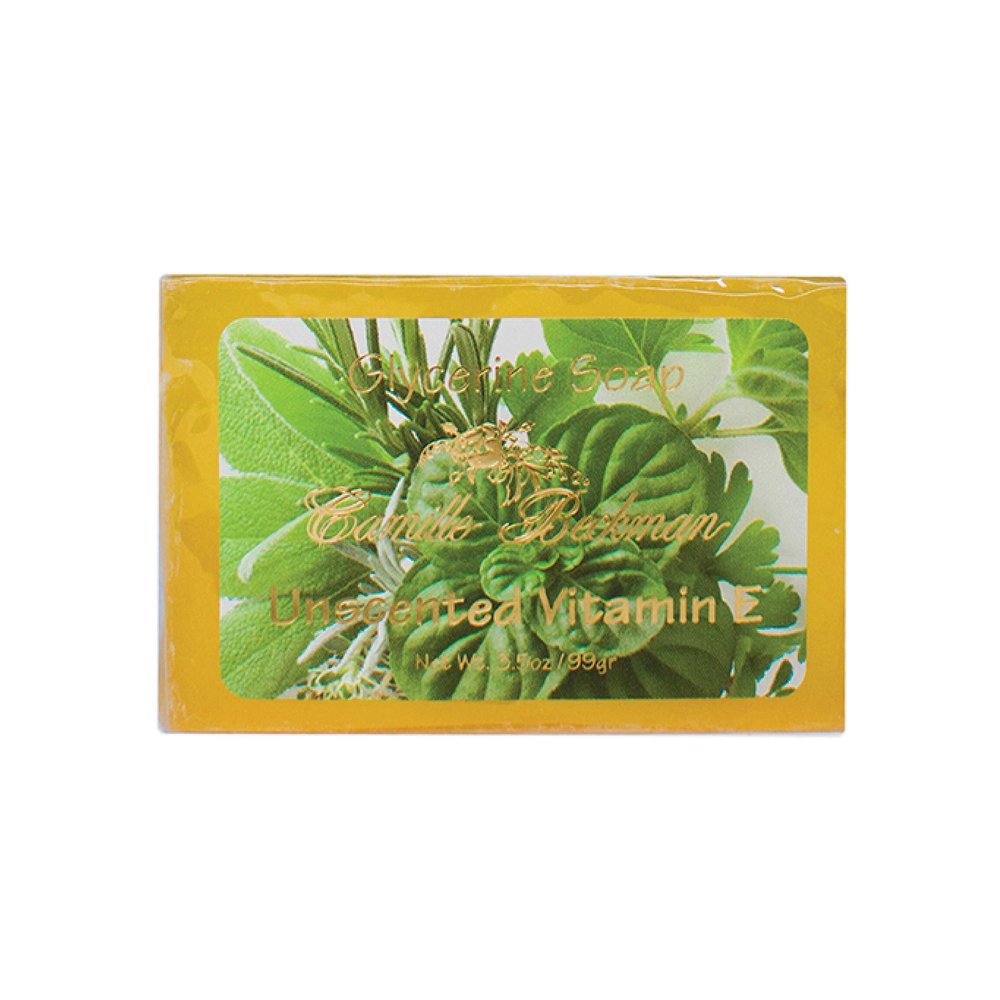 Camille Beckman Vitamin E Unscented Glycerine Bar Soap for Hands, Face and Body, 3.5 Ounce