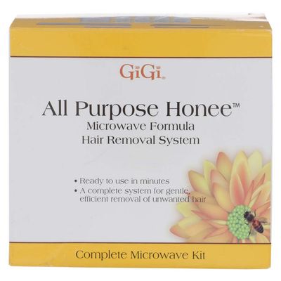 GiGi All Purpose Honee Microwave Kit for Hair Removal - Complete At-Home Waxing Kit with Applicators & Strips for Face, Body, Bikini, & Brazilian, 1 Pack