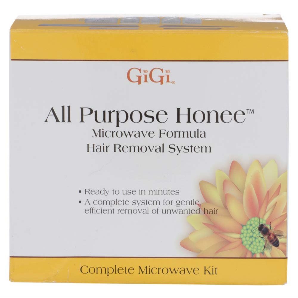 GiGi All Purpose Honee Microwave Kit for Hair Removal - Complete At-Home Waxing Kit with Applicators & Strips for Face, Body, Bikini, & Brazilian, 1 Pack