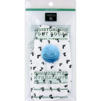 Earth Therapeutics Moisturizing Foot Socks w/Foot Prints-White 1 pair