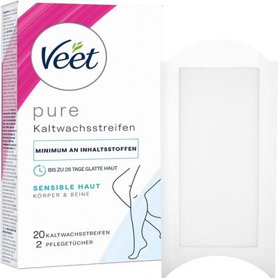 Veet Ready to Use Wax Strips Full Body Waxing Kit for Sensitive Skin, 20 Wax Strips