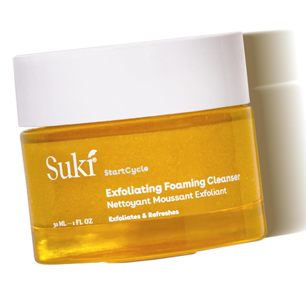 Suki Skincare Exfoliate Foaming Cleanser - With Natural Sugar & Colloidal Oat - Facial Exfoliator & Mechanical Exfoliant that Reduces Dry Skin Buildup While Promoting Radiant, Smooth, Soft Skin - 4 oz