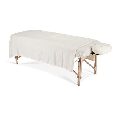EarthLite DURA-Luxe Flannel Massage Table Sheet Set  Durable, Soft, Luxurious Comfort, Double-Napped Top Sheet, Fitted Sheet & Crescent Cover