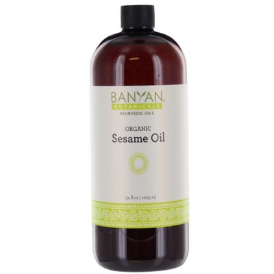 Banyan Botanicals Sesame Oil Organic & Unrefined Ayurvedic Oil for Skin, Hair, Oil Pulling & More Multiple Sizes 34oz. Non GMO Sustainably Sourced Vegan