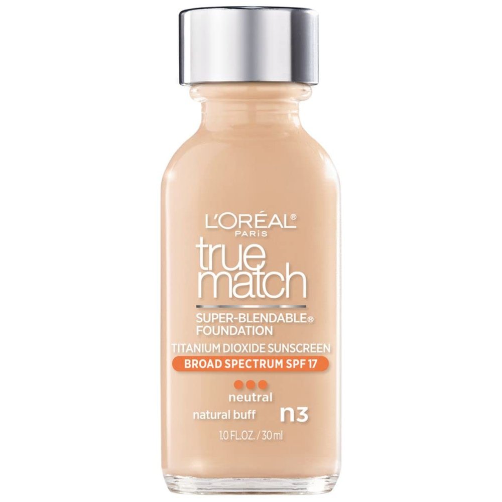 LOral Paris Makeup True Match Super-Blendable Liquid Foundation, Natural Buff N3, 1 Fl Oz,1 Count