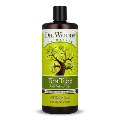 Dr. Woods Tea Tree Liquid Castile Soap - Castile Soap with Pure Tea Tree Oil, Body Wash for Men and Women, Contains Organic Shea Butter, Natural Cleaner for Face, Hands, and Body - 32 Fl Oz