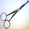 5" curved MUSTACHE + NOSE HAIR SCISSORS mulit-purpose w/safety tips view 1