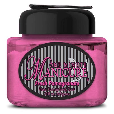 One Minute Manicure Moisturizing Salt Scrub 13 oz Professionally Formulated To Exfoliate, Recondition & Moisturize Skin Enhanced With Botanical Oils & Natural Sea Salts (Fresh Pomegranate)