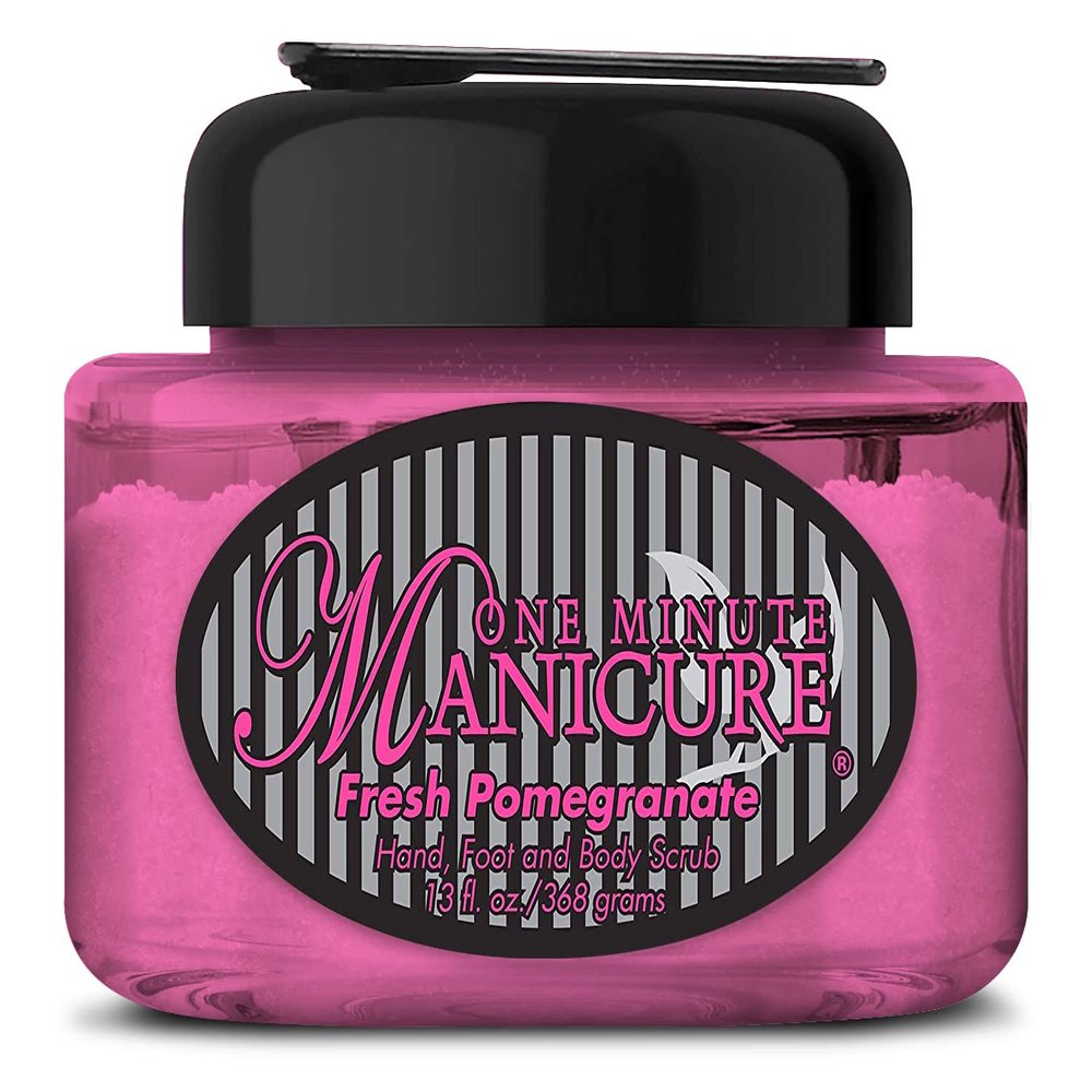 One Minute Manicure  Moisturizing Salt Scrub  13 oz  Professionally Formulated To Exfoliate, Recondition & Moisturize Skin  Enhanced With Botanical Oils & Natural Sea Salts (Fresh Pomegranate)