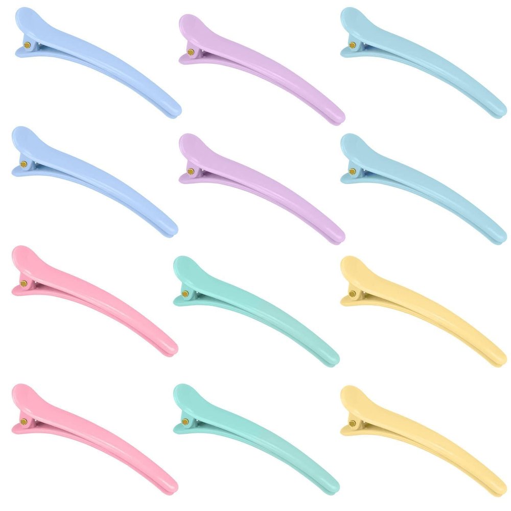 12 Pack Duck Bill Hair Clips for Styling  Multicolor Sectioning Clips for Thick Hair  Non-Slip Plastic Hair Clips for Women, Salon, and Home Use