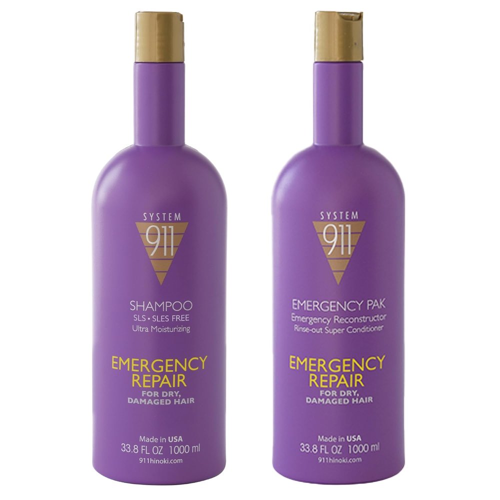 Hayashi 911 Shampoo, 1000 Ml and 911 Emergency Pack, 1000 Ml Combo Package