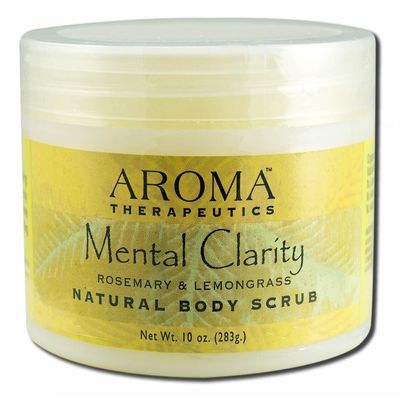 Aroma Therapeutics Natural Body Scrub, Mental Clarity, Rosemary and Lemongrass, 10-Ounces