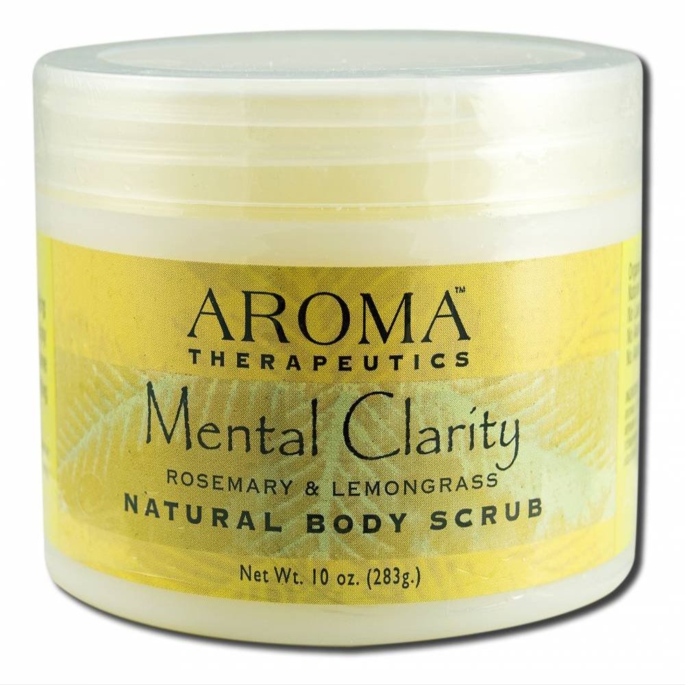 Aroma Therapeutics Natural Body Scrub, Mental Clarity, Rosemary and Lemongrass, 10-Ounces