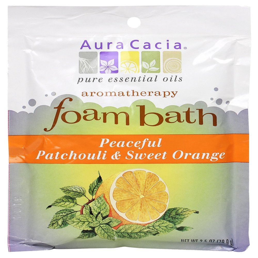 Aura Cacia Aromatherapy Foam Bath, Peaceful Patchouli and Sweet Orange, 2.5 ounce packet (Pack of 3)