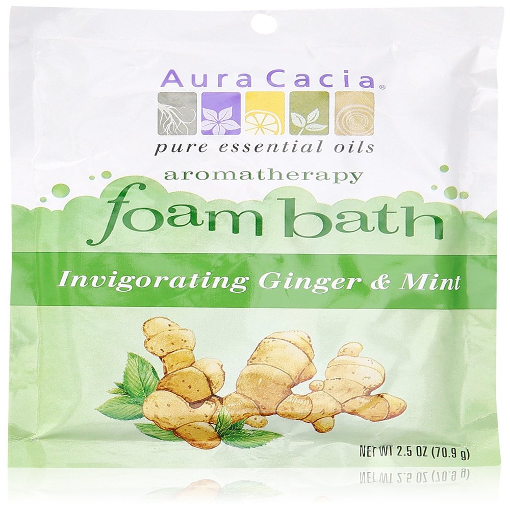 Aura Cacia Aromatherapy Foam Bath, Invigorating Ginger and Mint, 2.5 ounce packet (Pack of 3)