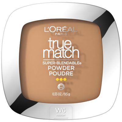 L'Oreal Paris True Match Super Blendable Oil Free Powder Foundation, W6 Medium, 0.33 oz, Packaging May Vary