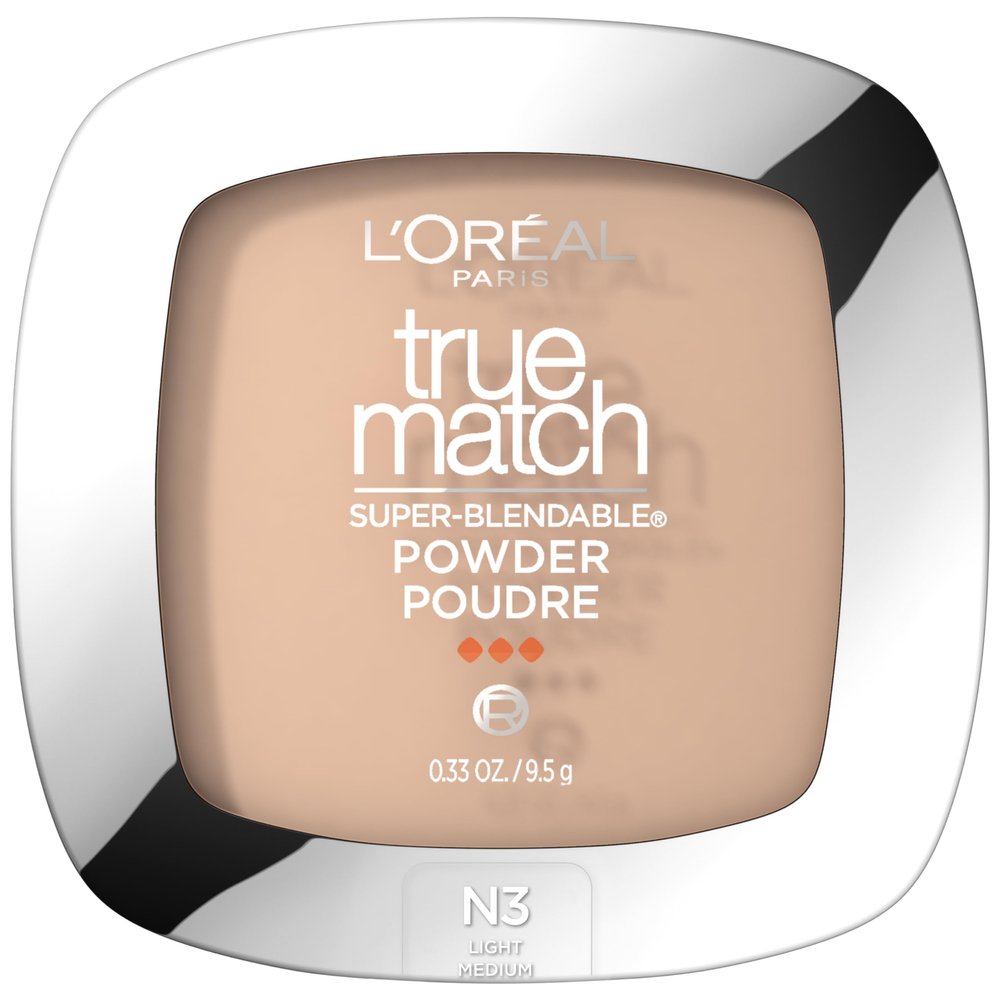 L'Oreal Paris True Match Super Blendable Oil Free Powder Foundation, N3 Light Medium, 0.33 oz, Packaging May Vary
