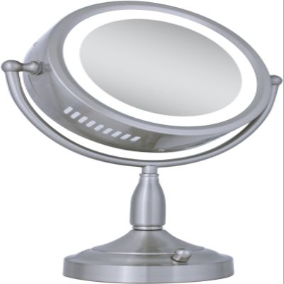 Zadro 11 Dia. Incandescent Lighted Makeup Mirror with Magnification 8X/1X Dimming Desk Mirror with Light 2 20-Watt Bulbs