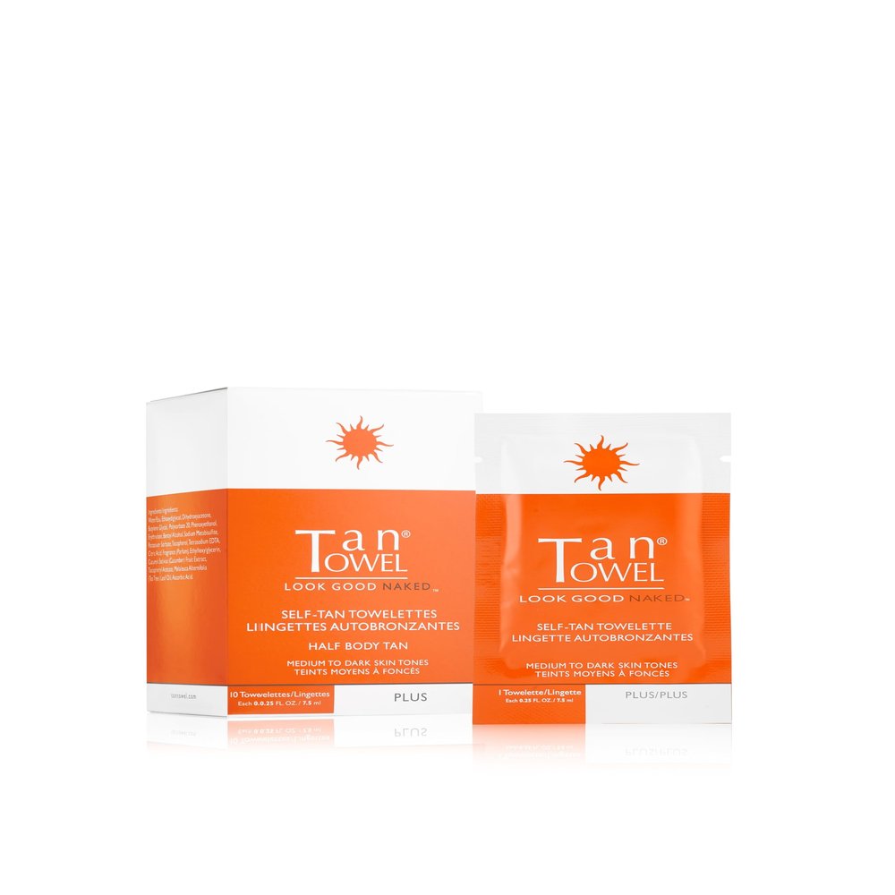 TanTowel Women's Half Body Tan Towelettes - 10 Pack, Plus, 10 Count (Pack of 1)