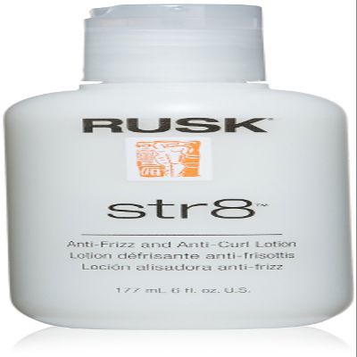 RUSK Designer Collection Str8 Anti-Frizz and Anti-Curl Lotion, Light, Greaseless, Temporarily Removes Curl and Eliminates Frizz, White 6 oz