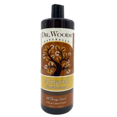 Dr. Woods Pure Almond Oil Liquid Castile Soap - Natural Cleanser for Face, Hands, and Body, for Men and Women - 32 Fl Oz