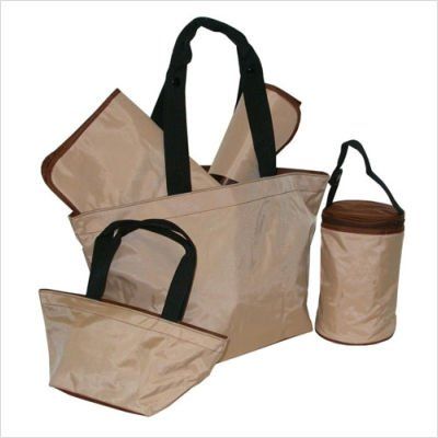 5 Piece Tote Set Cream/Chocolate