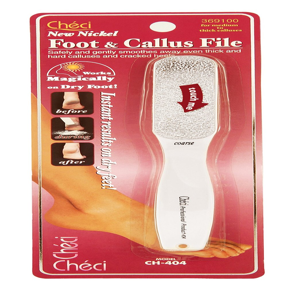 Checi Coarse Grit Foot & Callus File for Severe Calluses and Cracked Heels, Slim Design for Precise Filing, Beige CH-404CI, 1-Pack