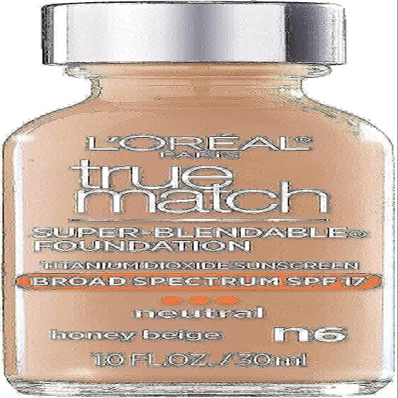 LOral Paris Makeup True Match Super-Blendable Liquid Foundation, Honey Beige N6, 1 Fl Oz,1 Count