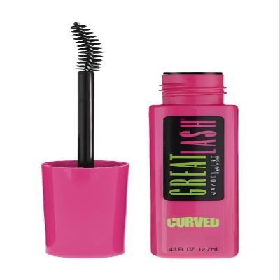 Maybelline Great Lash Curved Brush Washable Mascara, Volumizing, Lengthening and Curling Mascara, Blackest Black, 1 Count