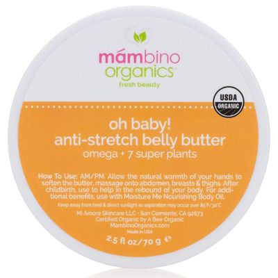 Mambino Organics Oh Baby! Belly Butter, Belly Cream with Shea Butter for Pregnancy, Minimizes Stretch Marks, Vegan, Cruelty-Free, Maternity Skin Care, 4 fl oz