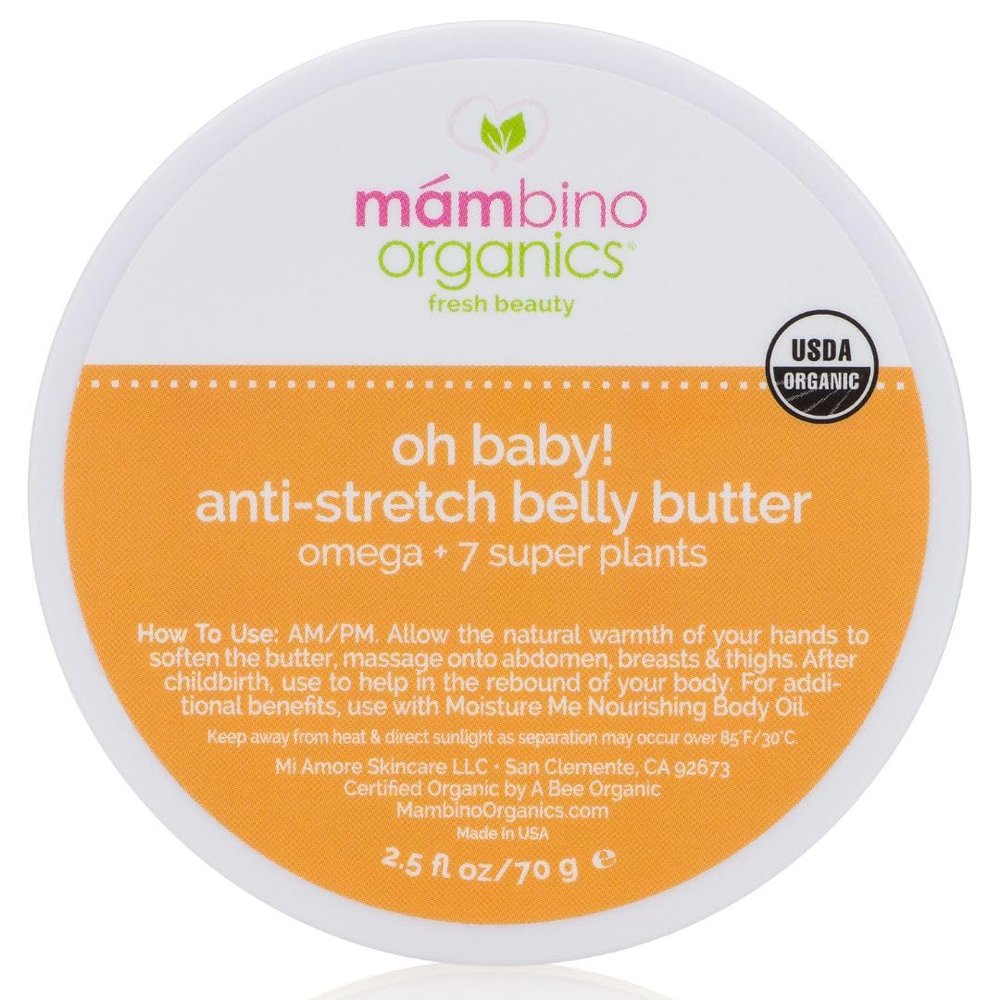 Mambino Organics Oh Baby! Belly Butter, Belly Cream with Shea Butter for Pregnancy, Minimizes Stretch Marks, Vegan, Cruelty-Free, Maternity Skin Care, 4 fl oz