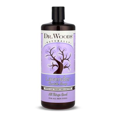 Dr. Woods Lavender Liquid Castile Soap - Castile Soap with Pure Lavender Oil, Body Wash for Men and Women, Contains Organic Shea Butter, Natural Cleaner for Face, Hands, and Body - 32 Fl Oz