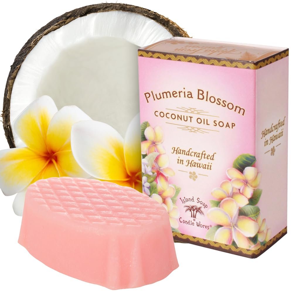 Island Soap & Candle Works Hand Soap Bar  Plumeria  2 Ounce Moisturizing Bar Soap  Gentle Cleansing with Classic Hawaiian Floral Scent  Handmade in Hawaii
