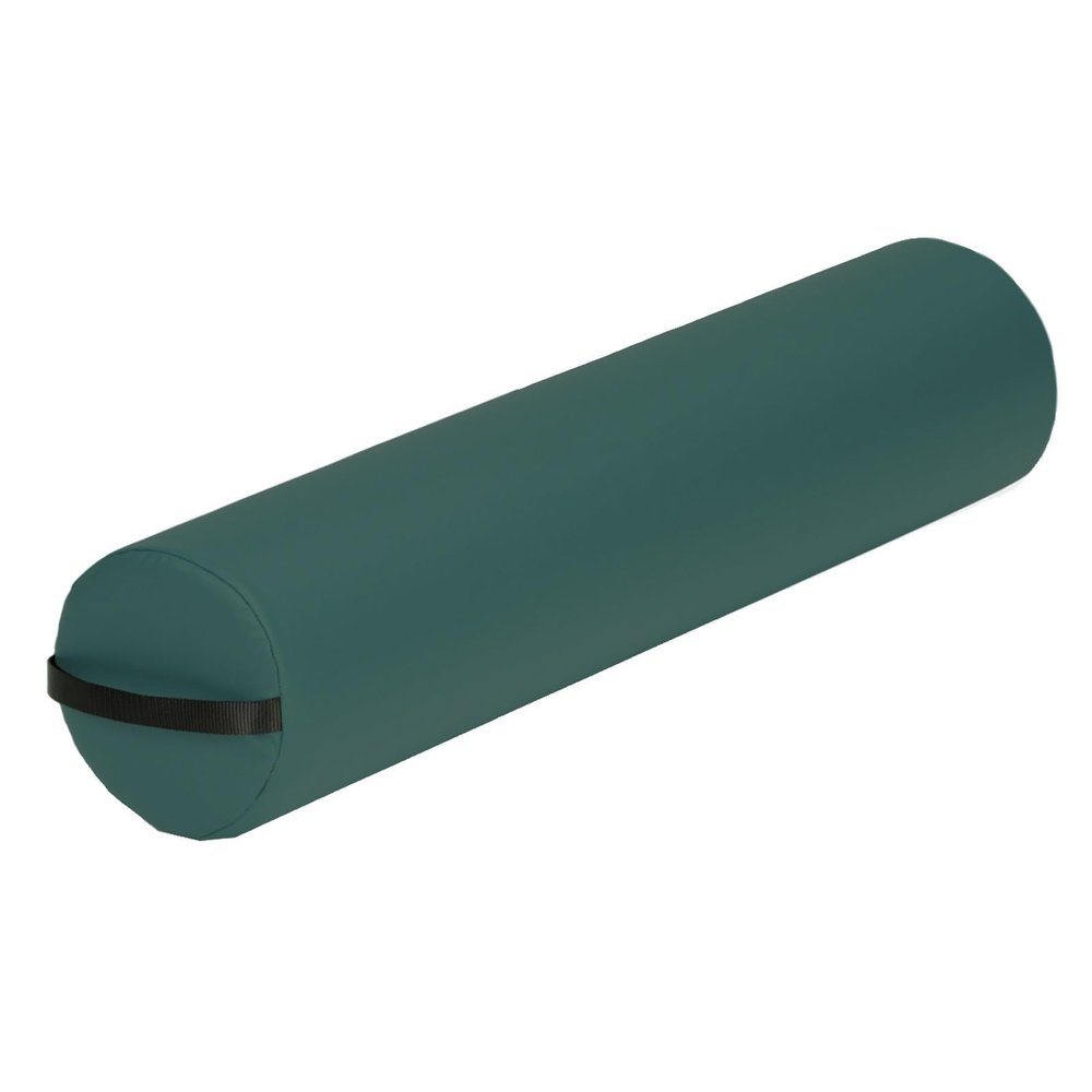 EarthLite Massage Bolster Pillow Full Round Durable, Easy to Clean 100% PU Upholstery incl. Strap Handle/Professional Quality CFC-Free/Back Pain Relief, Teal