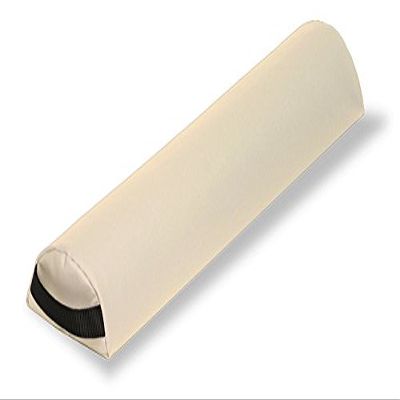 EarthLite Massage Bolster Pillow Half Round  Durable, Easy to Clean 100% PU Upholstery incl. Strap Handle/Professional Quality CFC-Free/Back Pain Relief, Vanilla Crme