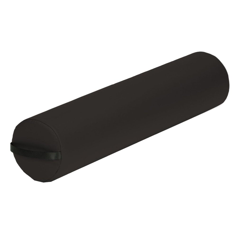 EarthLite Massage Bolster Pillow Full Round  Durable, Easy to Clean 100% PU Upholstery incl. Strap Handle/Professional Quality CFC-Free/Back Pain Relief, Black