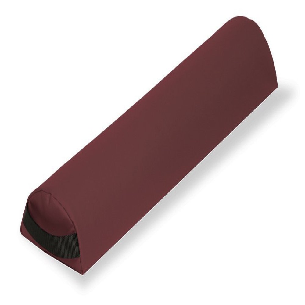 EarthLite Massage Bolster Pillow Half Round  Durable, Easy to Clean 100% PU Upholstery incl. Strap Handle/Professional Quality CFC-Free/Back Pain Relief, Burgundy