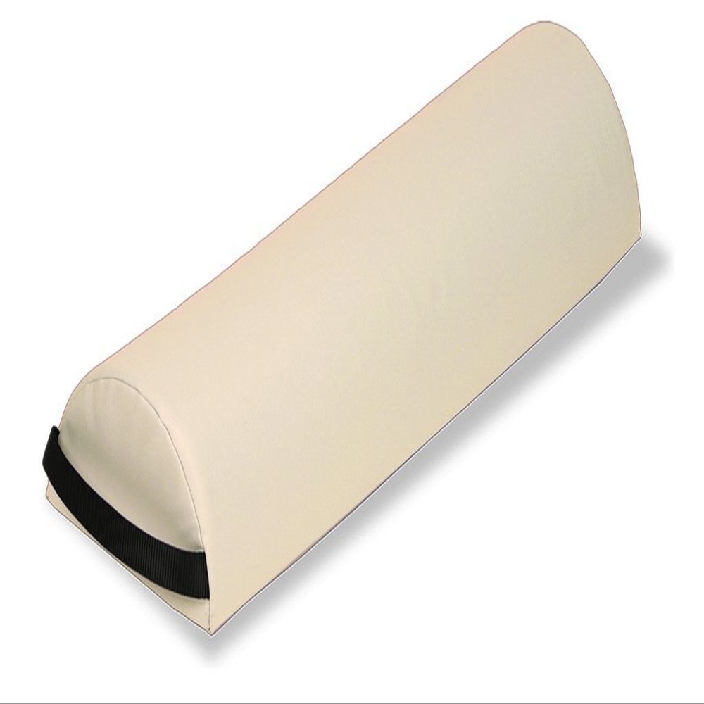 EarthLite Massage Bolster Pillow Half Jumbo  Durable, Easy to Clean 100% PU Upholstery incl. Strap Handle/Professional Quality CFC-Free/Back Pain Relief, Vanilla Crme