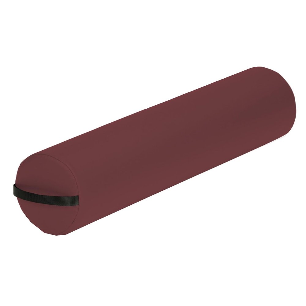EarthLite Massage Bolster Pillow Full Round Durable, Easy to Clean 100% PU Upholstery incl. Strap Handle/Professional Quality CFC-Free/Back Pain Relief, Burgundy