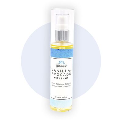 Bodyceuticals Vanilla and Avocado Body and Hair Oil with Jojoba and Olive  Vegan, Non-GMO, Food Grade, Gluten-Free, Wheat-Free  3.5 oz Pump Bottle