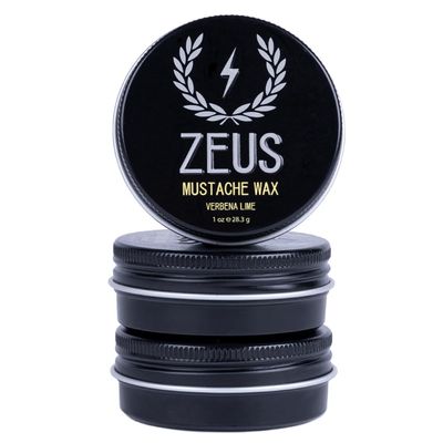 ZEUS Mustache Wax for Men with Natural Shine, Moisturizing & Conditioning Formula, Light to Medium Hold for Styling & Shaping Facial Hair (Made in USA) 3 oz.