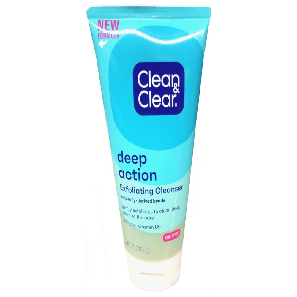 Clean & Clear Deep Action Oil-Free Exfoliating Face Scrub for Deep Pore Cleansing, Cooling Face Wash with Natural Exfoliating Beads, Refreshing and Exfoliating Face Scrubber, 5 oz