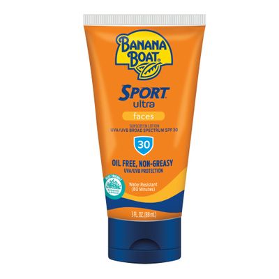 Banana Boat Sport Ultra SPF 30 Face Sunscreen Lotion, 3oz | Travel Size Sunscreen for Face, Sunblock Lotion, Banana Boat SPF 30, Oxybenzone-Free, 3oz