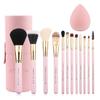 Z'OREYA Makeup Brush Set 12pcs Pink Synthetic Makeup Brushes Travel Set With Holder Makeup Brush Organizer Foundation Powder Contour Blush Eye Cosmetic Brush Sets in Case With Bonus Gift Makeup Sponge view 1