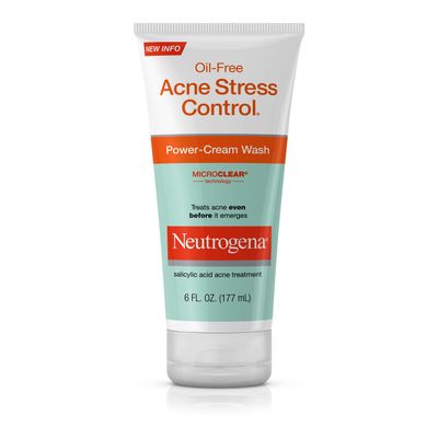 Neutrogena Oil-Free Acne Stress Control Power-Cream Wash, Multi, Cucumber, 6 Ounce