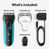 Braun Electric Series 3 Razor with Precision Trimmer, Rechargeable, Wet & Dry Foil Shaver for Men, Blue/Black, 4 Piece view 2