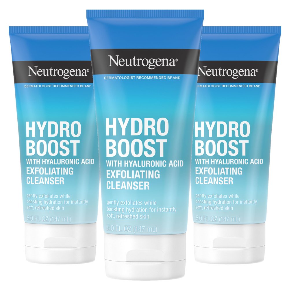 Neutrogena Hydro Boost Gentle Exfoliating Facial Cleanser, 5 oz, 3 Pack