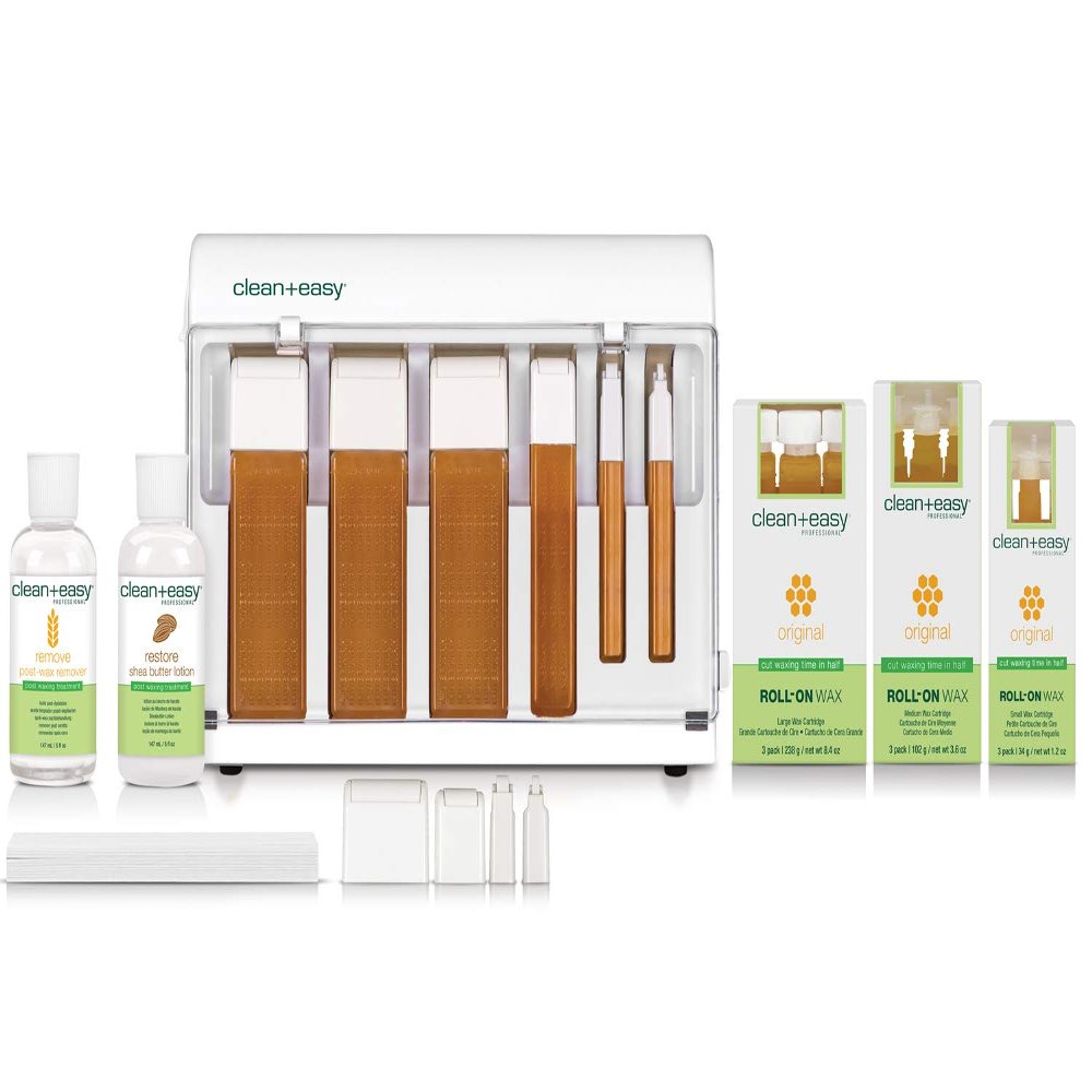 Clean + Easy Roll On Wax Kit (120V) - Complete Waxing Face and Body Hair Removal, Wax Roller Kit for Flawless Skin, Top Pick for Estheticians