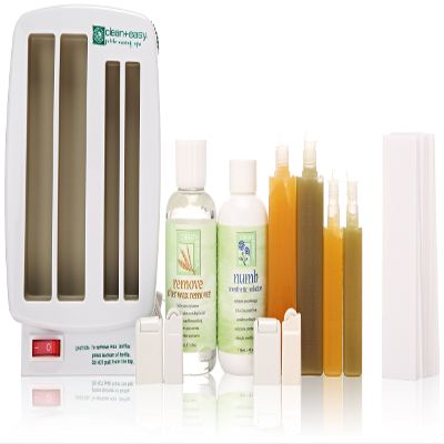 Clean + Easy Petite Triple Roll On Wax Kit  Hair Removal Warmer with Cartridges, Rollers, Remover & Strips, Pre & Post Wax Care Kit, 120V